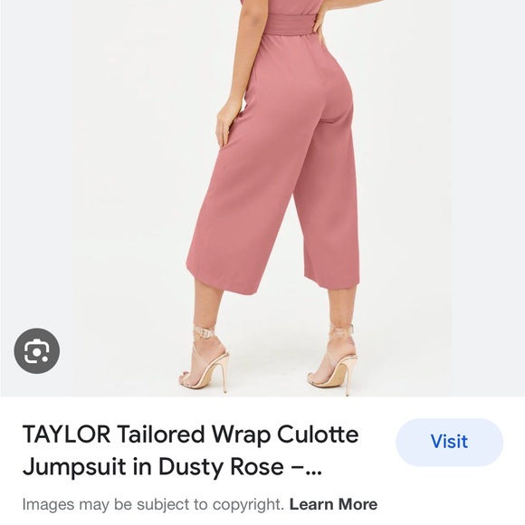 Lavish Alice Dusty Rose tailored wrap culotte belted jumpsuit - Picture 2 of 5